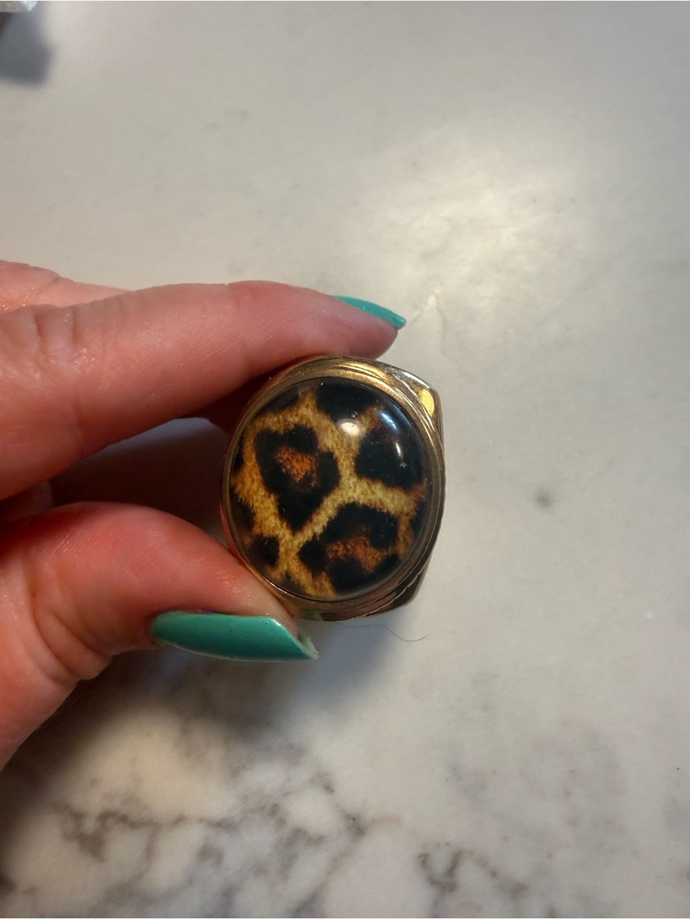 Leopard Print Dome Ring - Animal Print Statement Ring